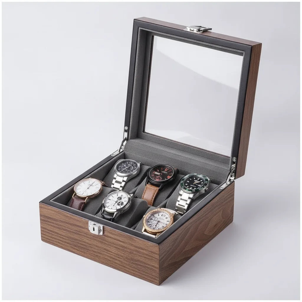 Boîte à Montres 8 Emplacements en Chêne Marron