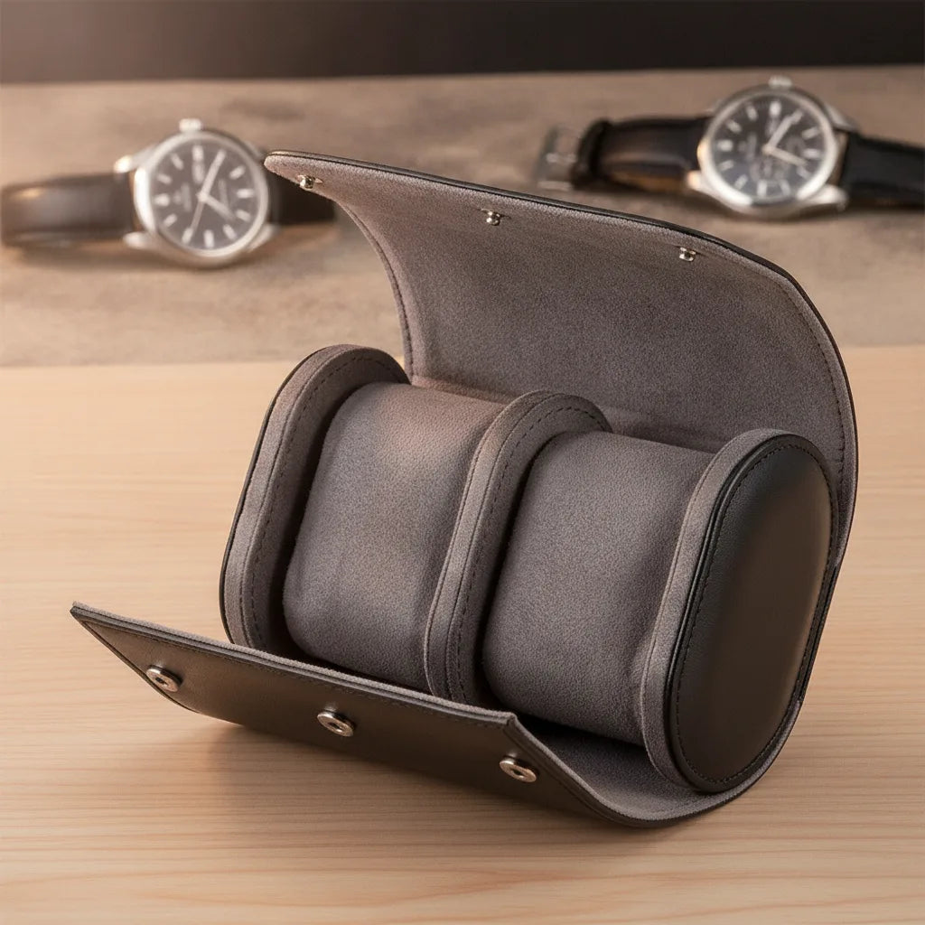 Étui à Montre "Gris Payne" - Cuir Végan Luxe
