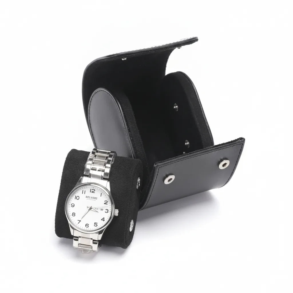 Étui Montre Cuir Noir - Protection Premium