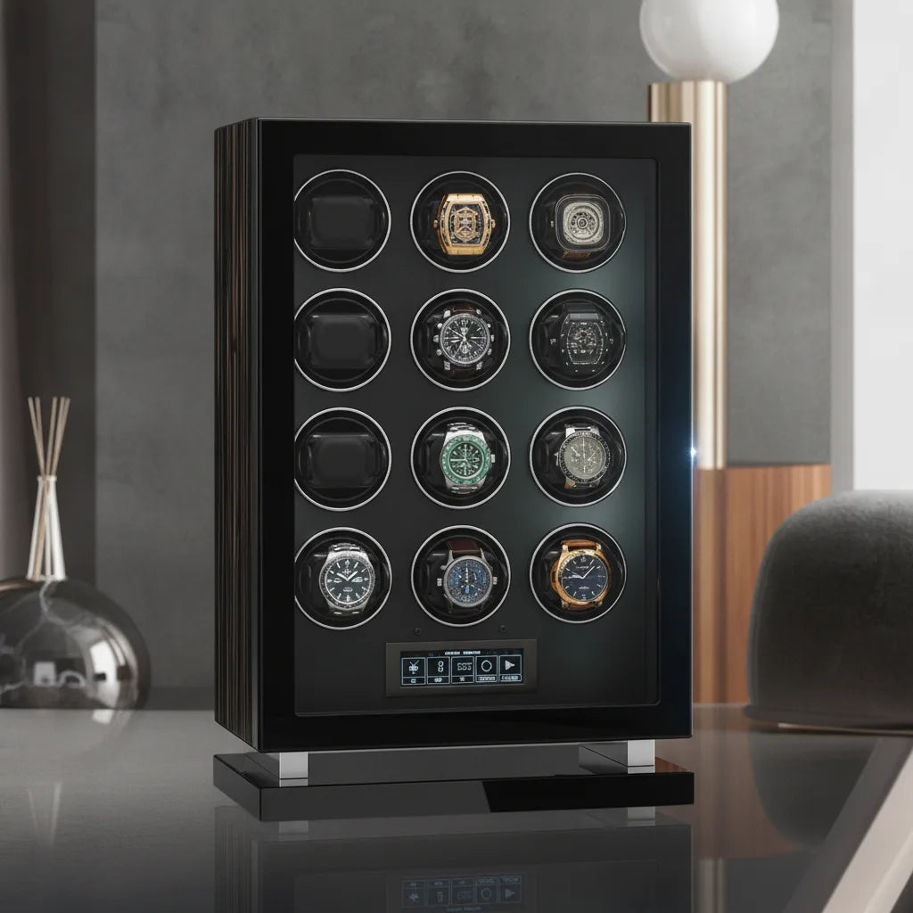 Remontoir Prestige Boisé 9 Montres - Écrin Luxe Noir