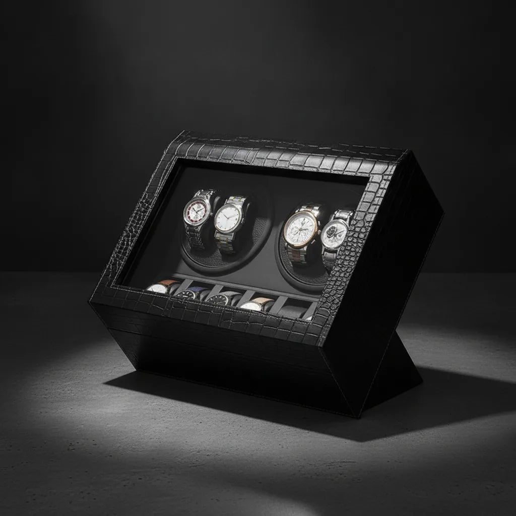 Remontoir à Montres Roche Noire - Cuir PU Noir