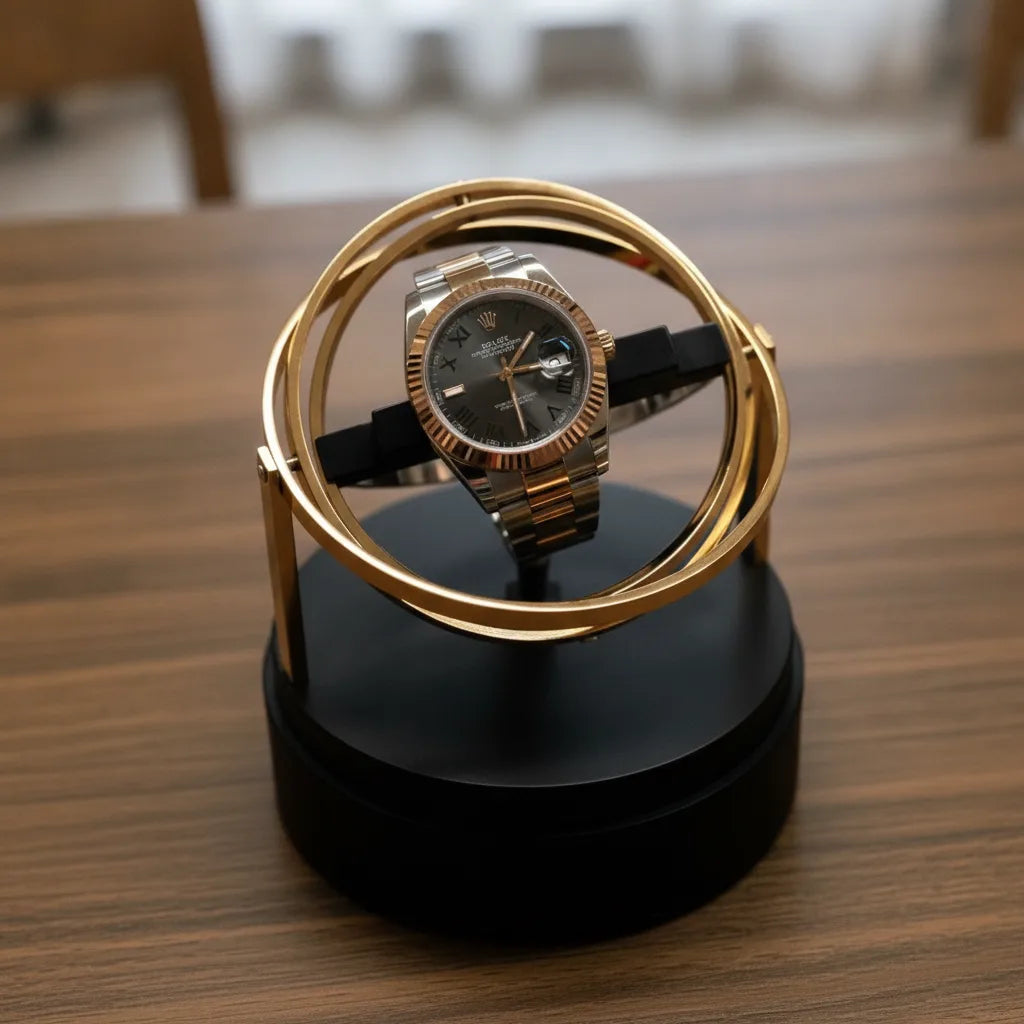 Remontoir Astronome Doré : Élégance et Protection pour Montres Automatiques