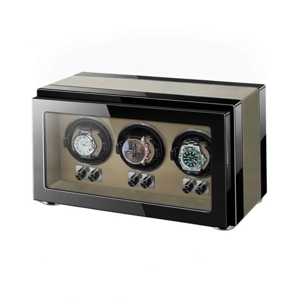Remontoir Gentleman Trio Terne : Bois, 3 Montres Automatiques