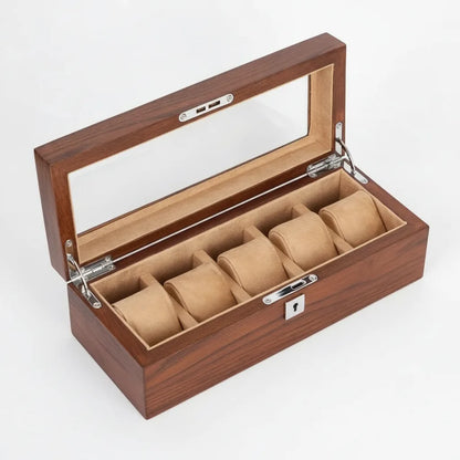 Boîte à Montre Osiris en Bois d'Orme pour 5 Montres