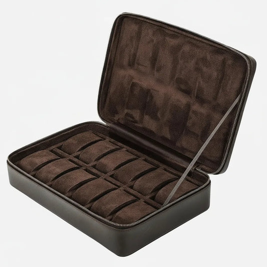 Housse Prestige : Ã‰tui Cuir Marron pour 12 Montres