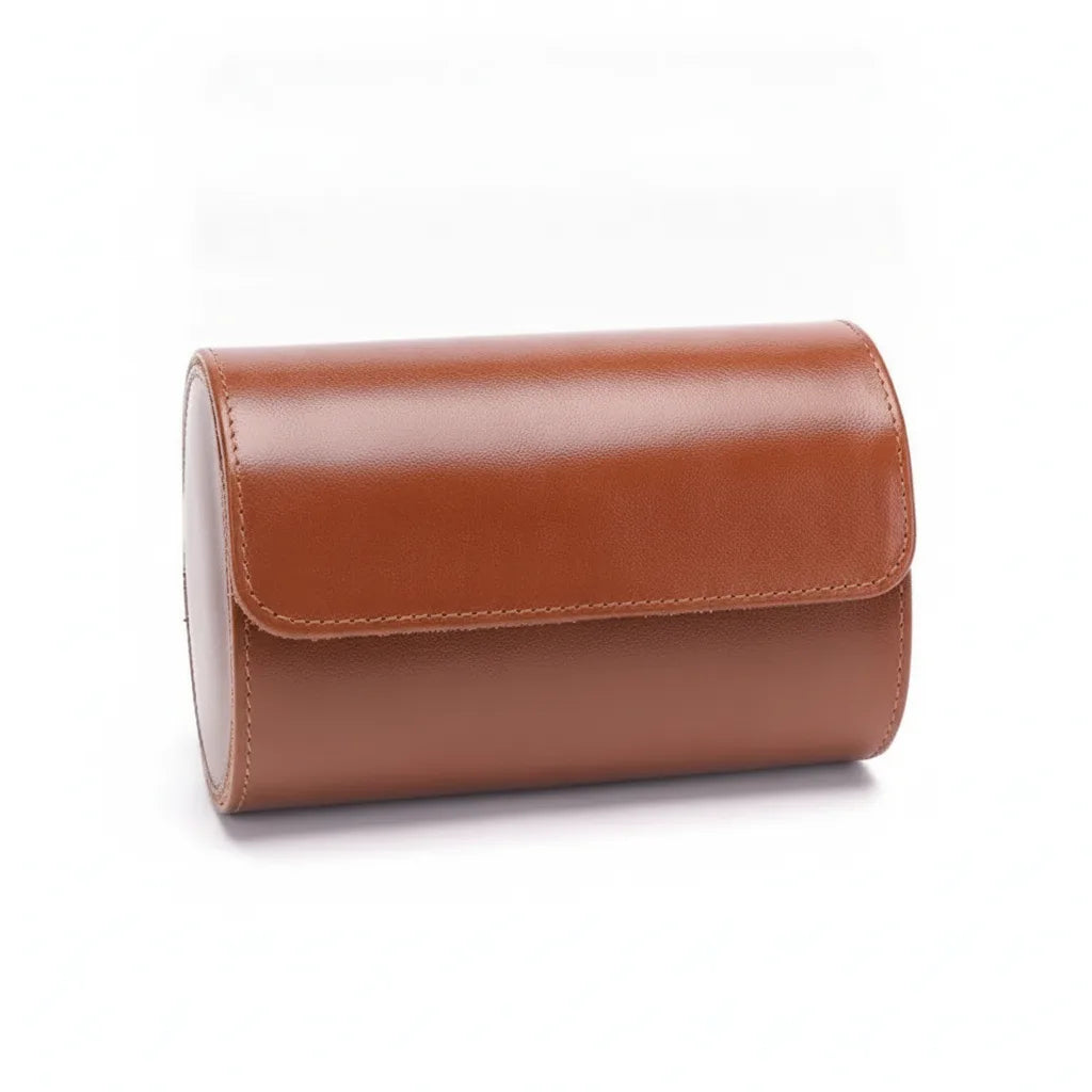 Ã‰tui Montre Duo Cuir Marron Clair
