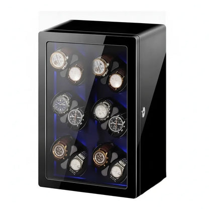Remontoir LuxeLift Piano 12 Montres Bois & Cuir