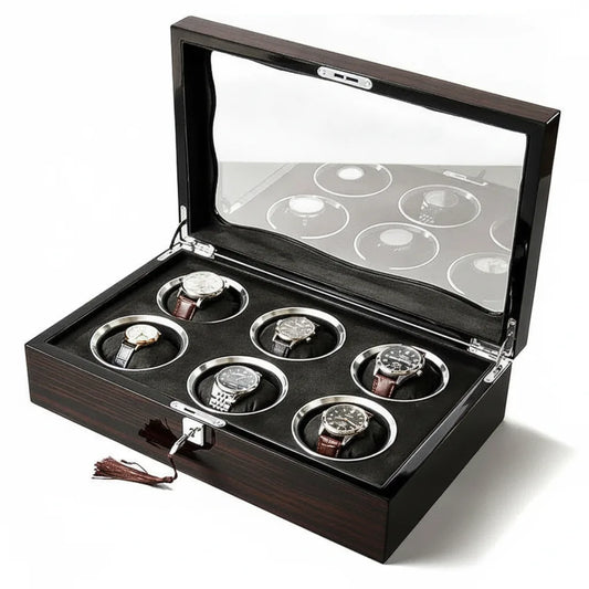 Coffret à Montre Sextuor Bois Laqué Marron