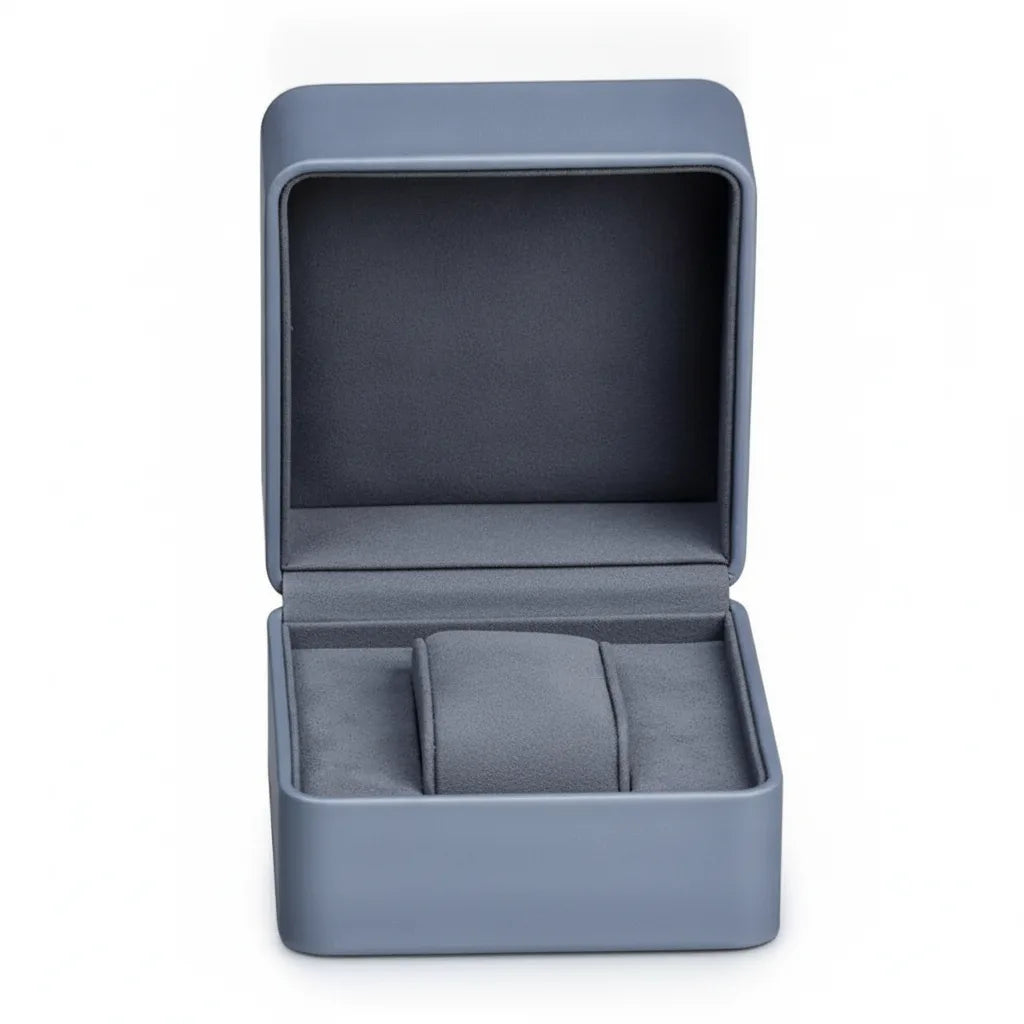 Boîte à Montre Cuir Gris-Bleu