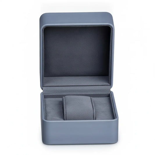 Boîte à Montre Cuir Gris-Bleu