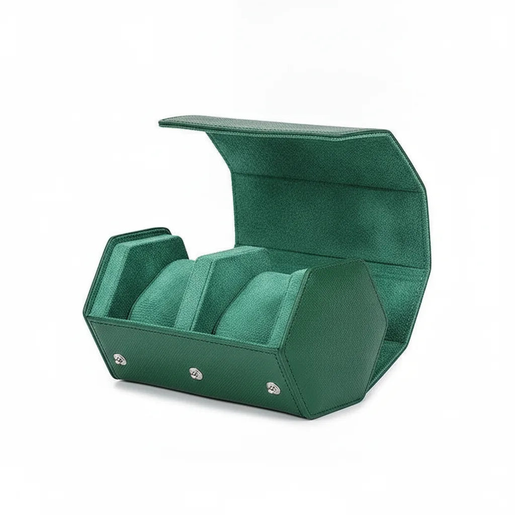 Ã‰tui Ã  Montre Duo Cuir Vert Ã‰meraude