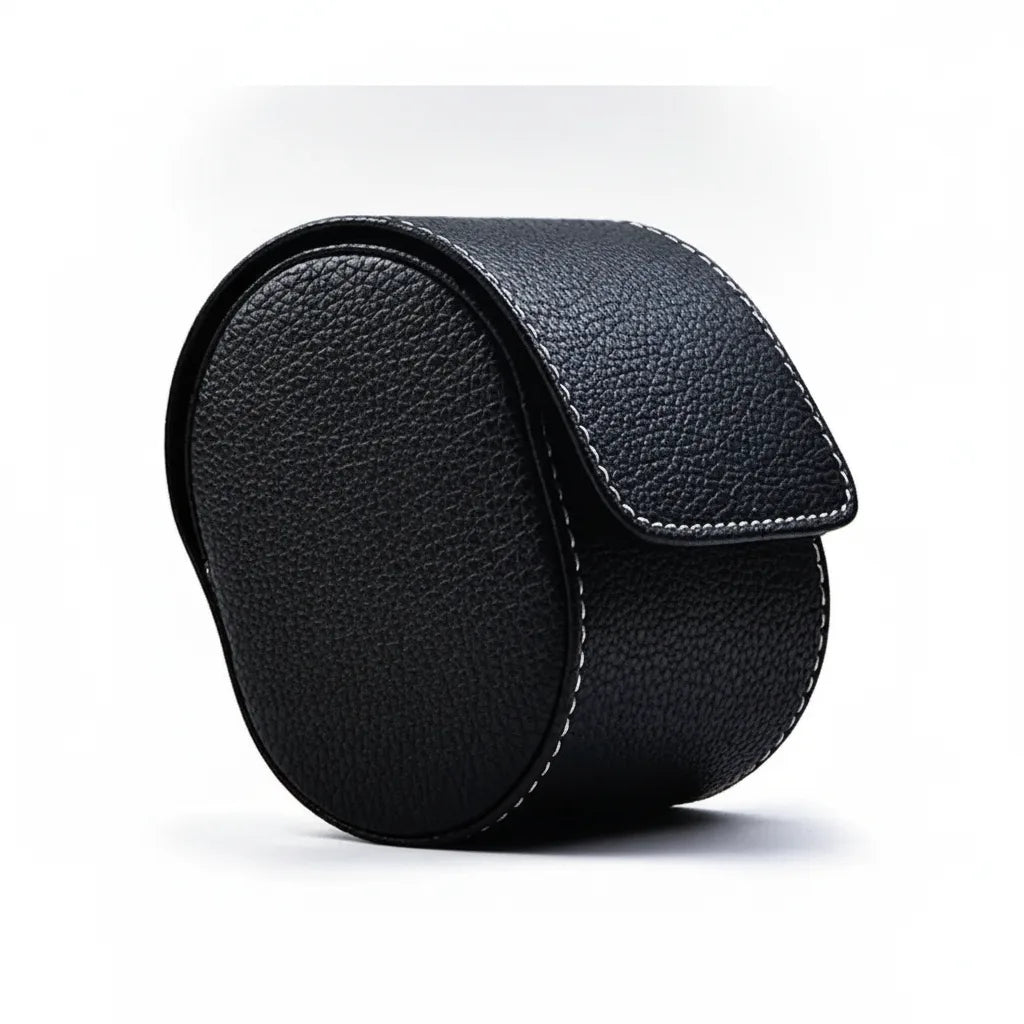Ã‰tui Montre Poche Cuir VÃ©gan Noir Charbon