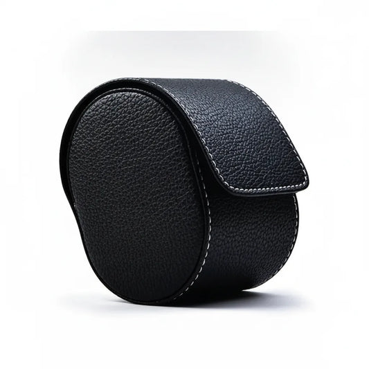 Ã‰tui Montre Poche Cuir VÃ©gan Noir Charbon