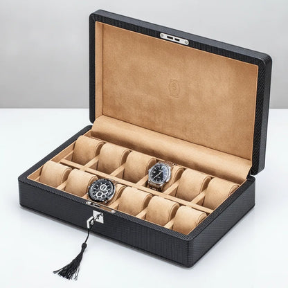 Coffret Montre Luxe Suzie King Fibre Carbone 12 Emplacements