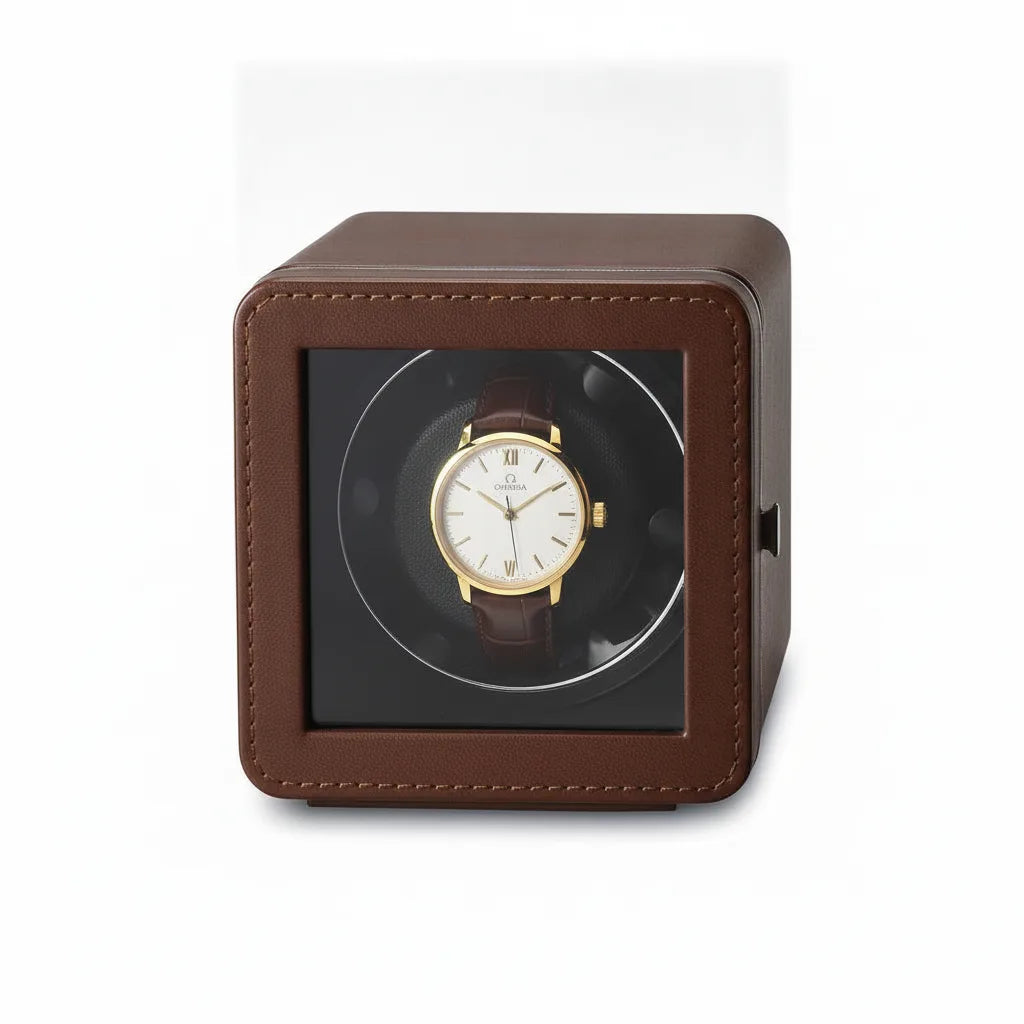 Remontoir Montre Cube Moderne Marron