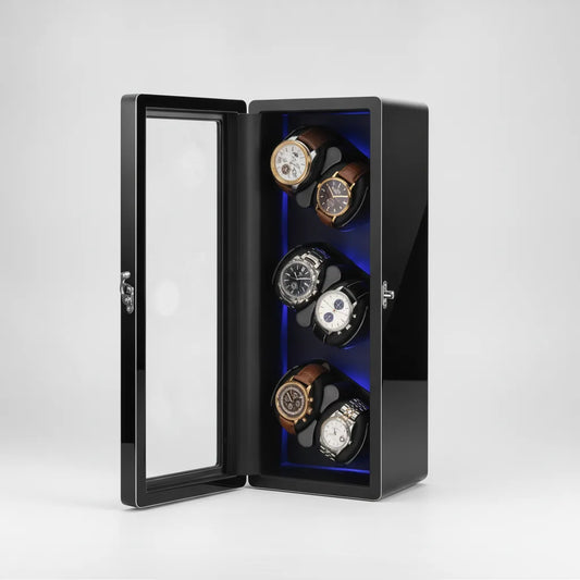 Remontoir LuxeLift Piano 6 Montres Bois & Cuir