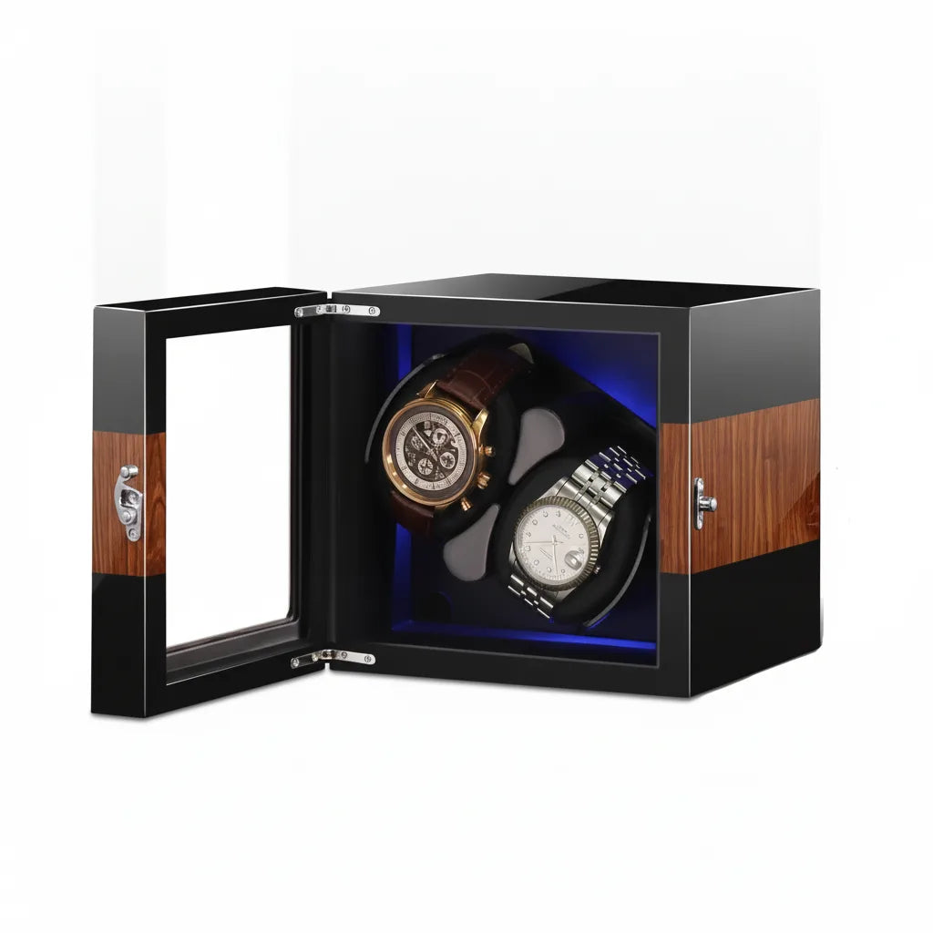 Remontoir LuxeLift Hybride : 2 Montres Bois Noir