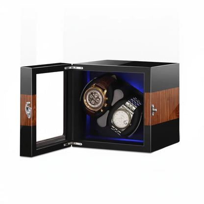 Remontoir LuxeLift Hybride : 2 Montres Bois Noir