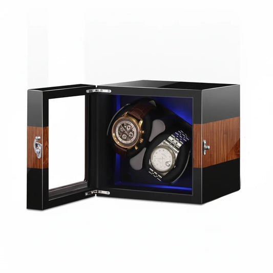Remontoir LuxeLift Hybride : 2 Montres Bois Noir