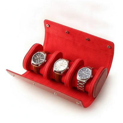 Ã‰tui Ã  Montre Trio Rouge - Cuir VÃ©gan 3 Compartiments