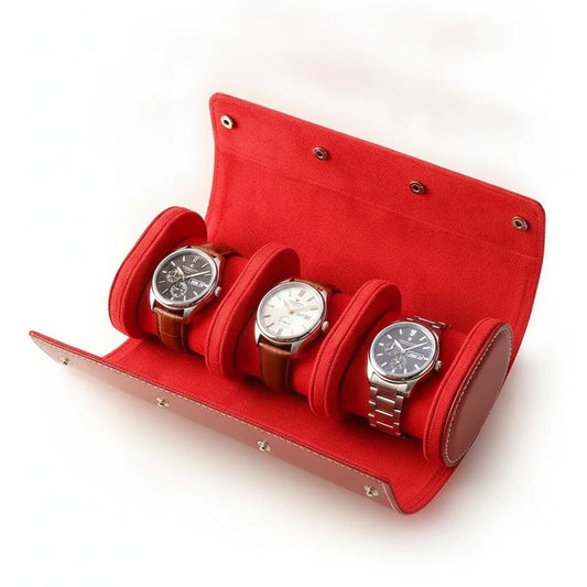 Ã‰tui Ã  Montre Trio Rouge - Cuir VÃ©gan 3 Compartiments