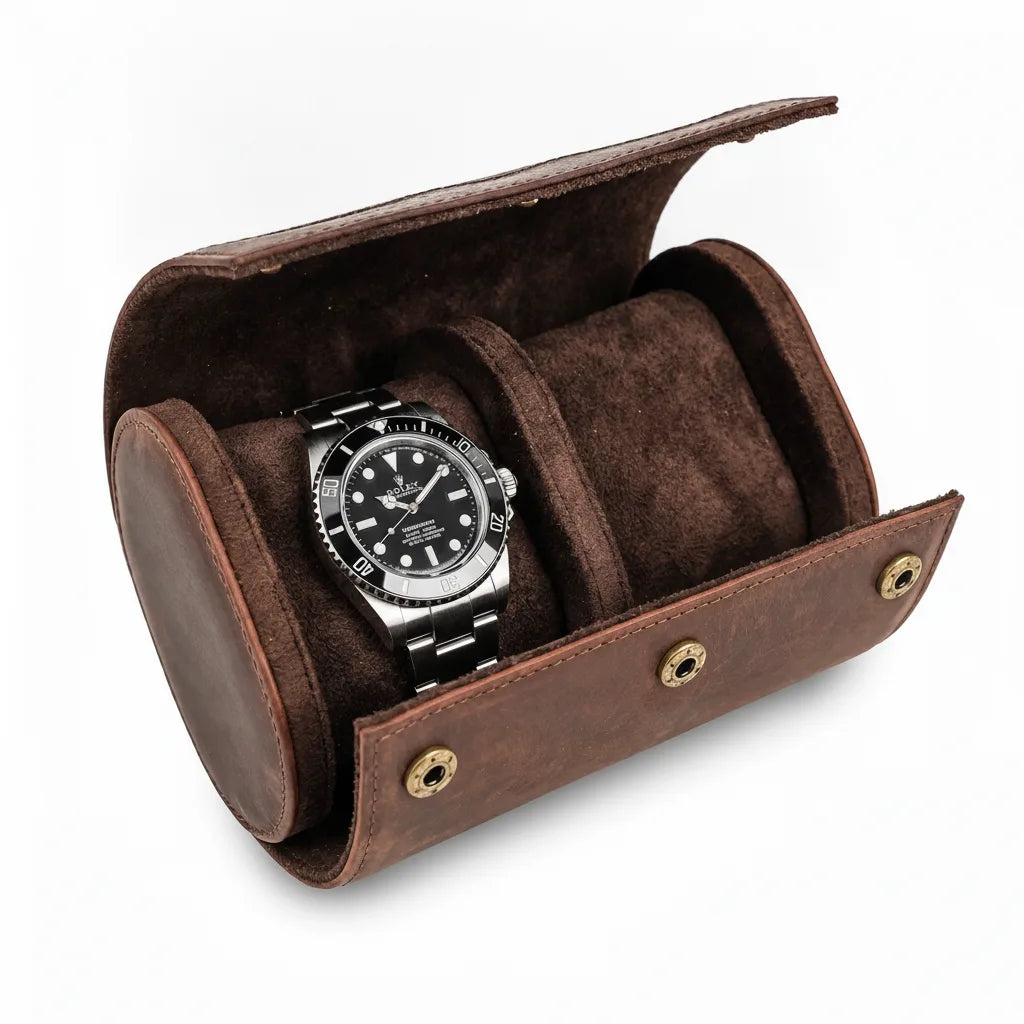 Ã‰tui Vintage Due : BoÃ®te 2 Montres en Cuir Marron
