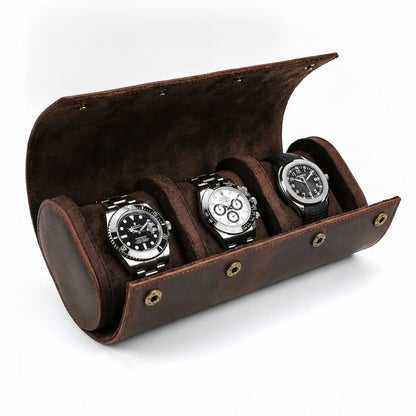 Ã‰tui Montre Vintage Tre : 3 Montres en Cuir Marron