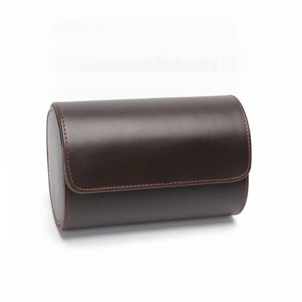 Ã‰tui Montre Cuir Marron FoncÃ© - 2 Compartiments
