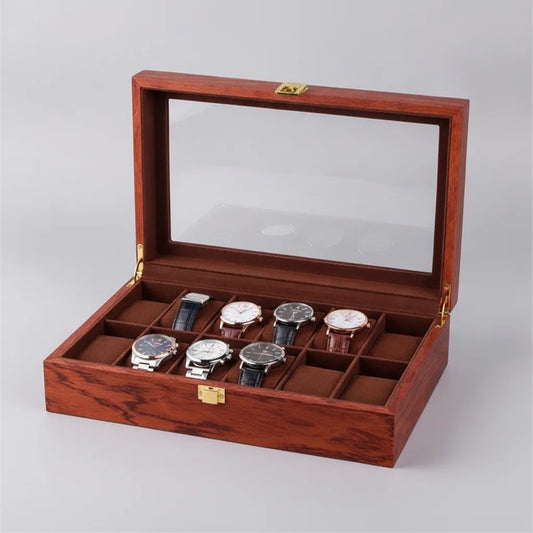 Coffret Montre Noyer 12 Emplacements