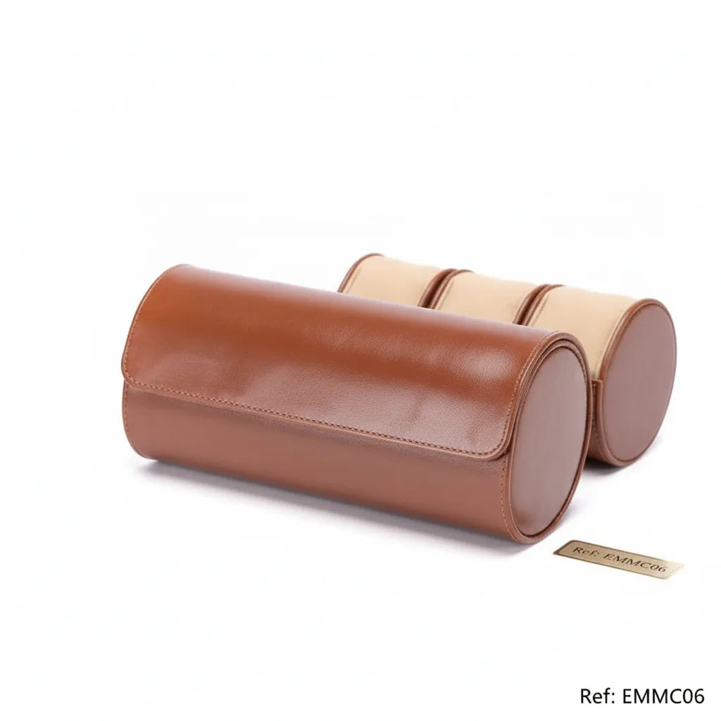 Ã‰tui Trio Cuir Marron Clair pour Montres