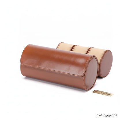 Ã‰tui Trio Cuir Marron Clair pour Montres