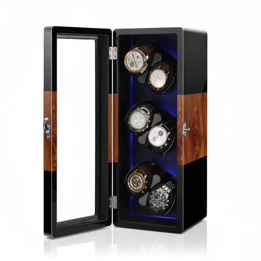 Remontoir LuxeLift Hybride 6 Montres Bois & Cuir