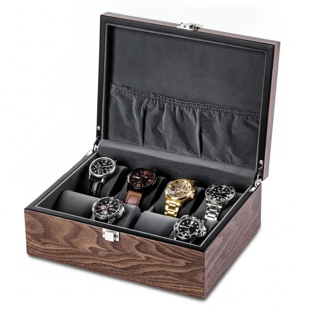 Boîte à Montres 8 Emplacements en Chêne Marron