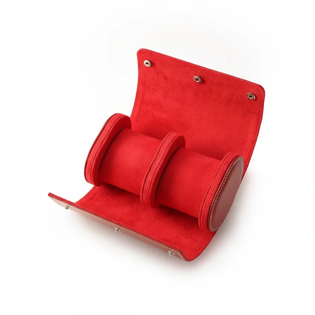 Ã‰tui Duo Rouge Cuir VÃ©gan 2 Montres