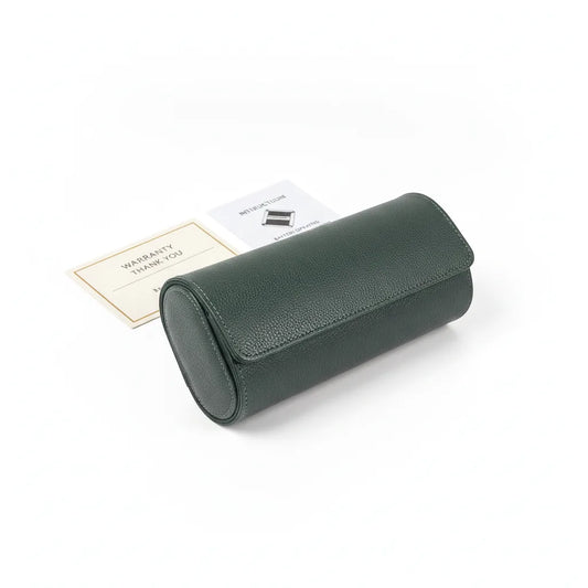Ã‰tui de Voyage Cuir Vegan 3 Montres Vert CÃ¨dre