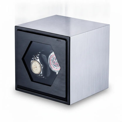 Remontoir Cube Aluminium 2 Montres Gris Clair