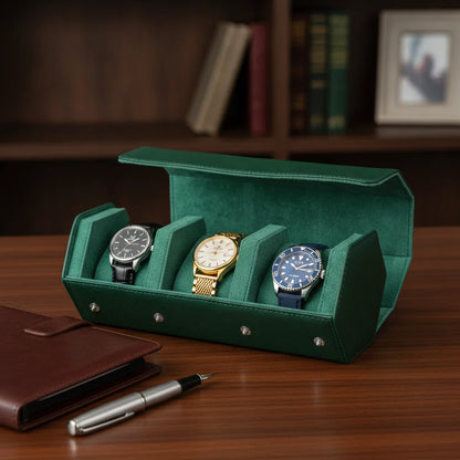 BoÃ®te Ã  Montre Hexagonale Cuir Ã‰meraude (3 Montres)