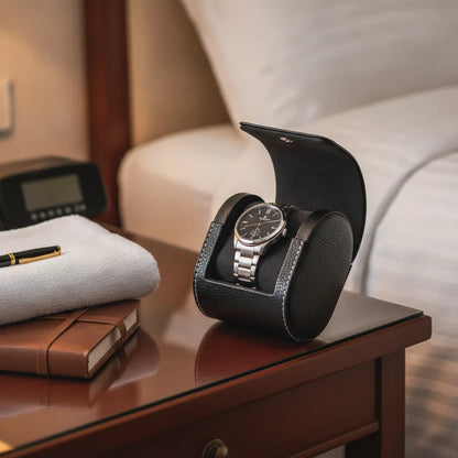 Ã‰tui Montre Poche Cuir VÃ©gan Noir Charbon