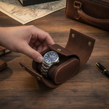 Ã‰tui Montre Vintage Uno en Cuir Marron