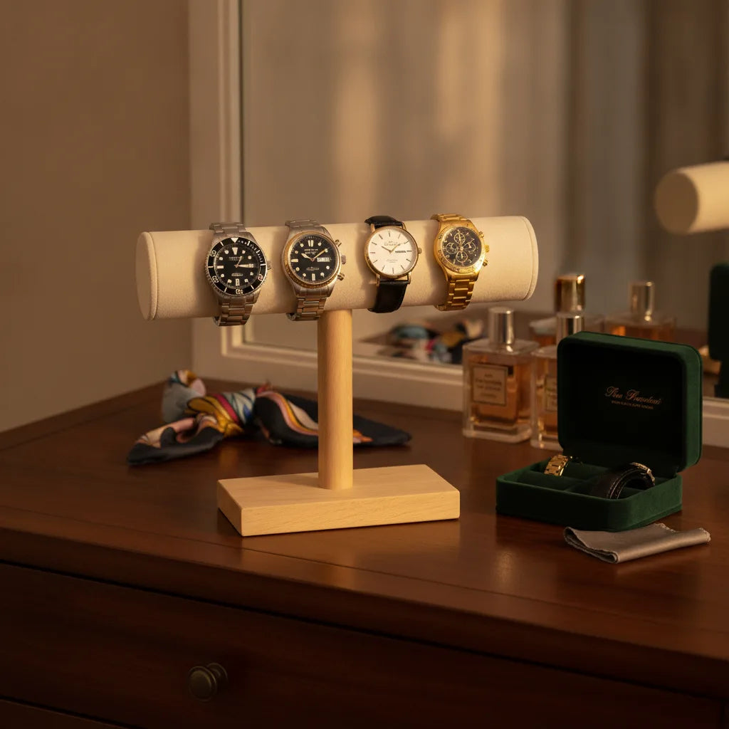 Porte-Montre Bambou Crème Haut (4 Montres)
