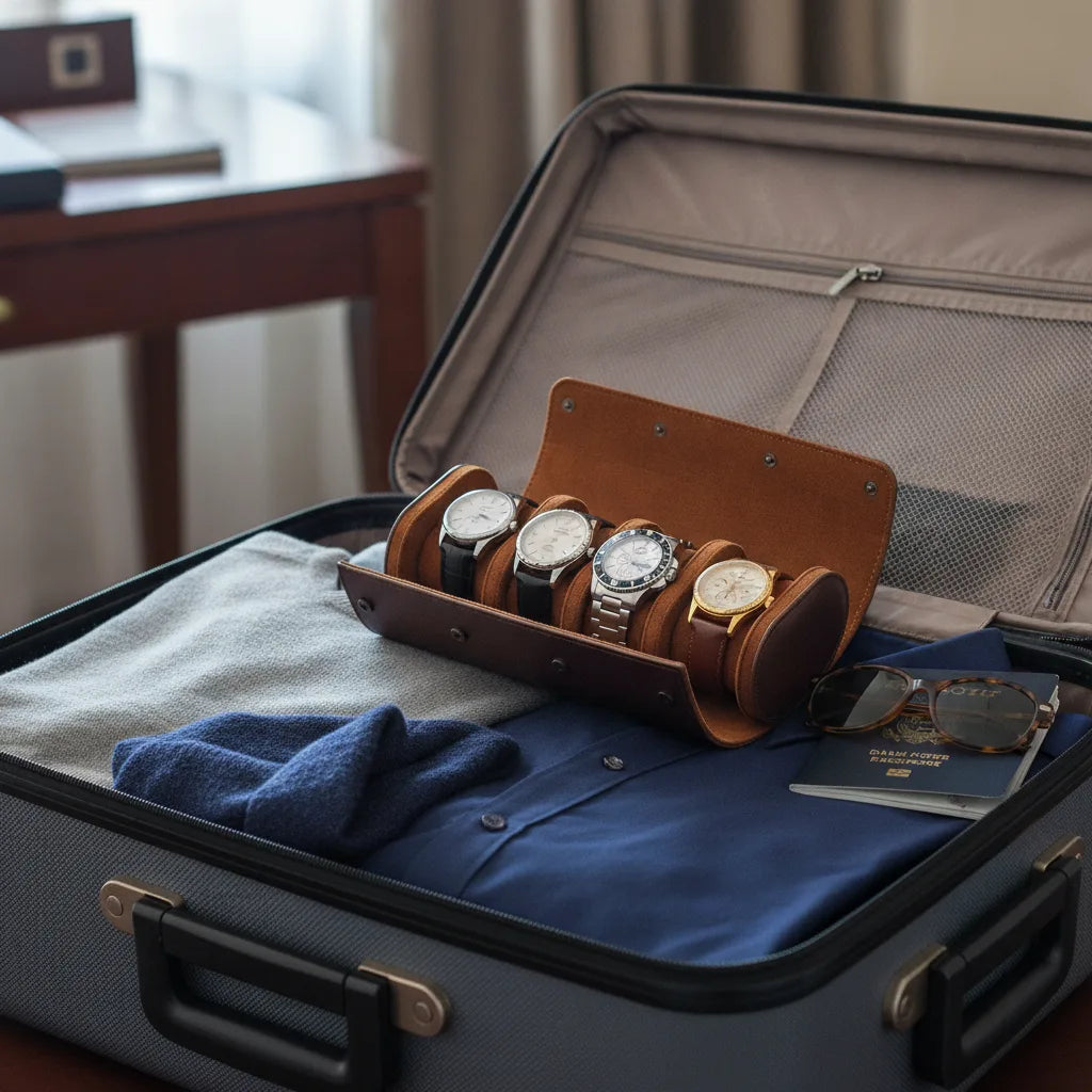 Ã‰tui Triple Montres Cuir VÃ©gan Marron