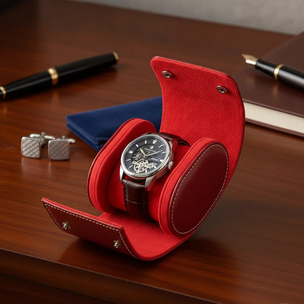 Ã‰tui Montre Solo Rouge Cuir VÃ©gan