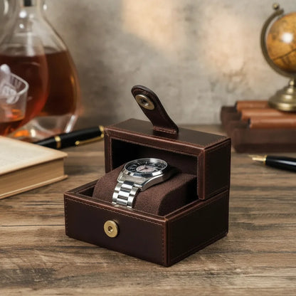 BoÃ®te Ã  Montre Cuir VÃ©ritable Marron - Protection Ã‰lÃ©gante