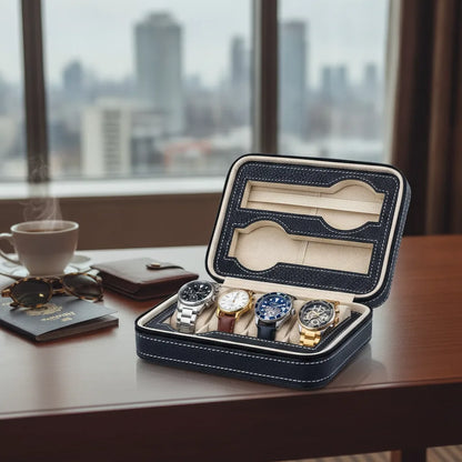 Ã‰tui Montre Voyage Cuir VÃ©gan 4 Montres