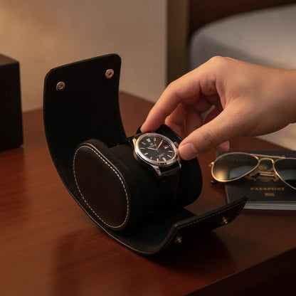 Ã‰tui Montre Solo Noir Cuir VÃ©gan