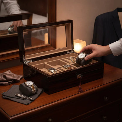 Coffret Montre Premium Nonette - 2 Emplacements Laqué Piano