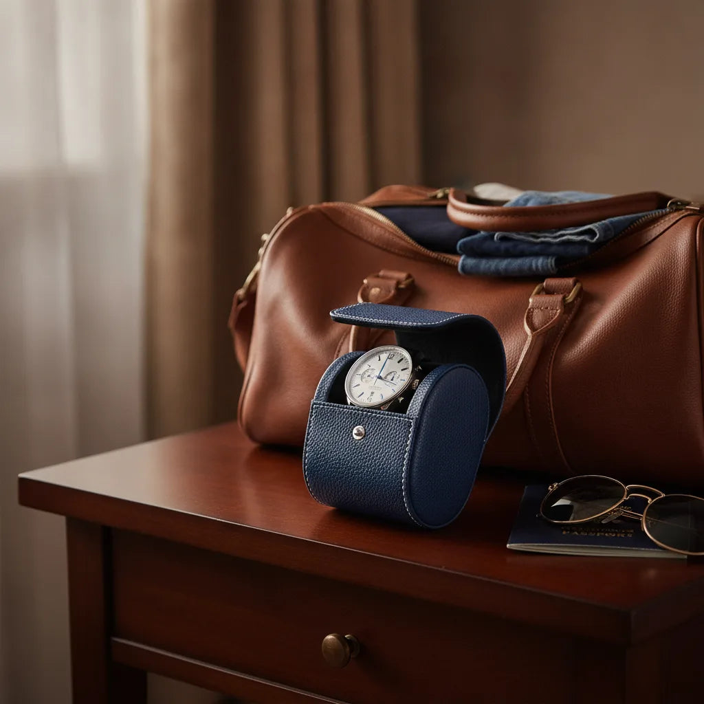 Ã‰tui Montre Poche Cuir VÃ©gan Bleu Klein