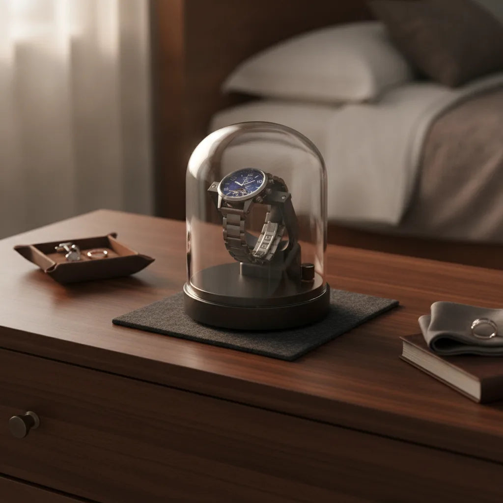 Remontoir Montre Automatique Cloche de Lune en Verre