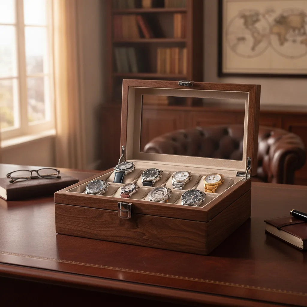 BoÃ®te Ã  Montre en ChÃªne Classique - Rangement Ã‰lÃ©gant 8 Montres