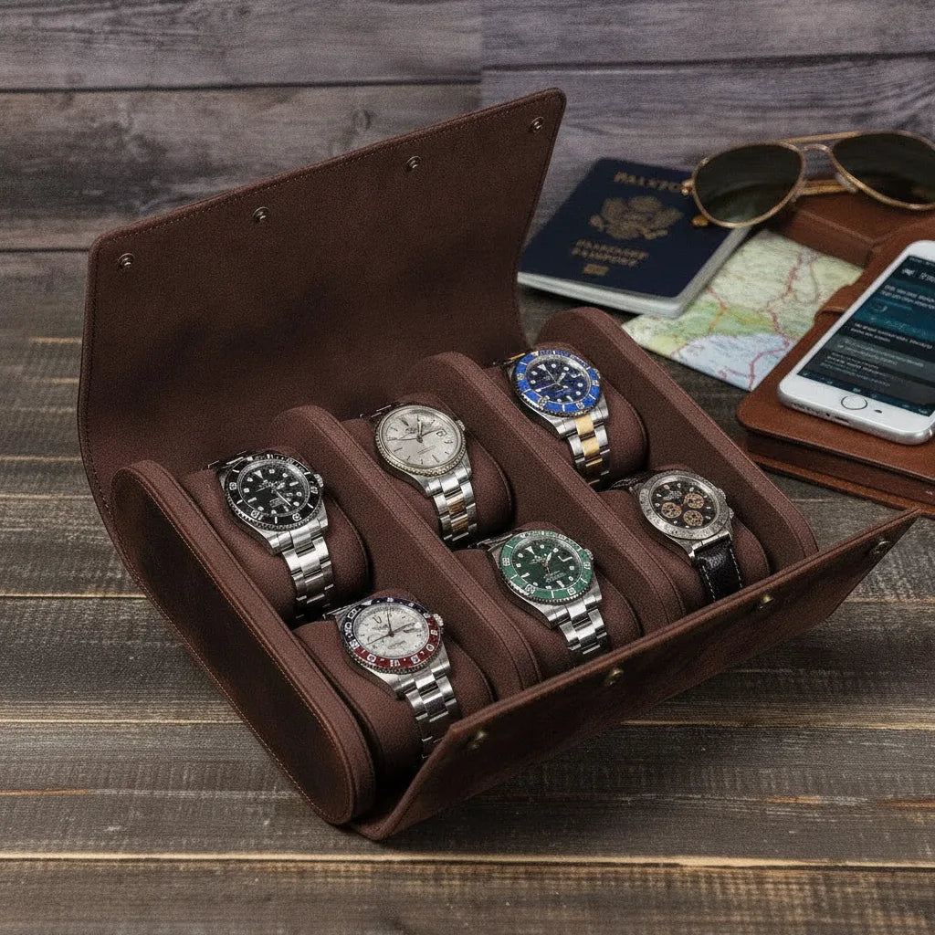 Ã‰tui Montre Vintage Sei : Cuir Marron pour 6 Garde-Temps